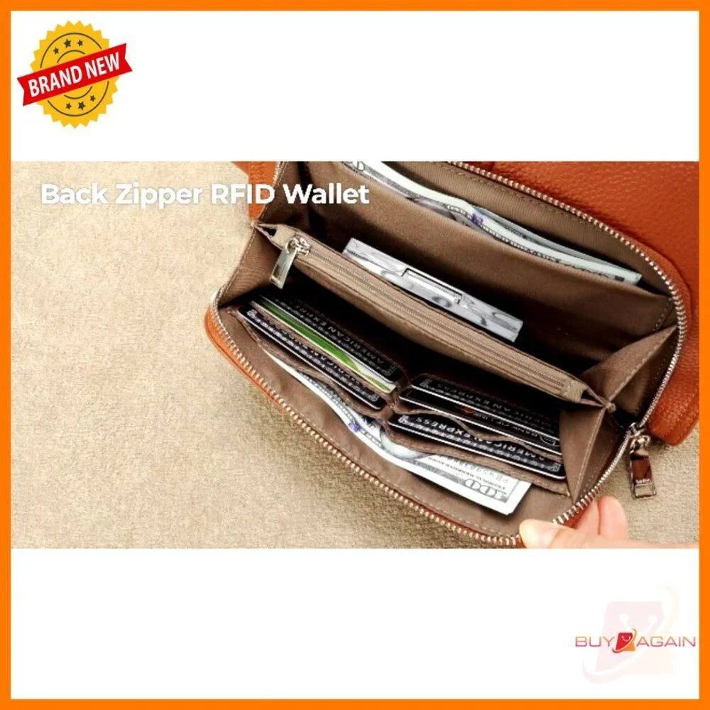 Genuine Leather Crossbody Bag with RFID Wallet, Adjustable Strap - Picture 7 of 7